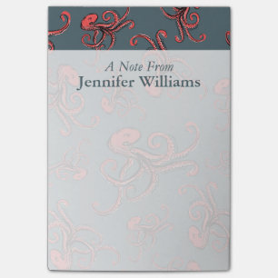 Post-it® Le motif sournois   de poulpe ajoutent votre nom