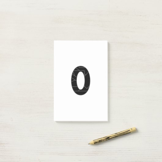 Post-it® Le nombre zéro (0) en noir (Sur un bureau)