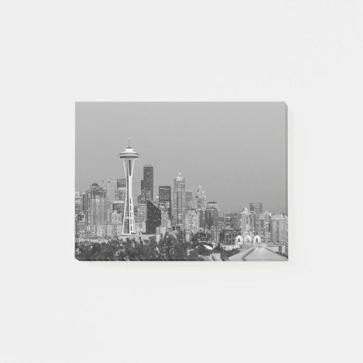 Post-it® Le paysage urbain de Seattle noir et blanc (Devant)