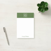 Post-it® Le vert olive a encadré le monogramme personnalisé (Bureau)