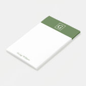 Post-it® Le vert olive a encadré le monogramme personnalisé (Incliné)