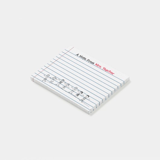 Post-it® L'école mignonne badine des post-its de professeur (Incliné)