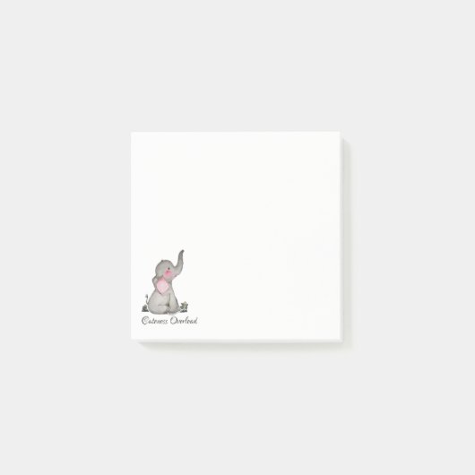 Post-it® L'éléphant mignon de bébé d'aquarelle avec (Devant)