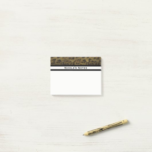 Post-it® Leopard Cheetah Sparkle Glam tendance personnalisé (Sur un bureau)