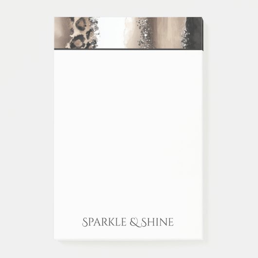 Post-it® Léopard Chic Blanc Pailleté Crème Noir (Devant)
