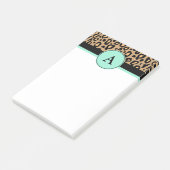 Post-it® Leopard Turquoise Monogramme Imprimer Post Notes (Incliné)