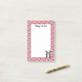 Post-it® Les choses à faire Panda Ours & Pois sur or Rose (Sur un bureau)
