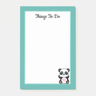 Post-it® Les choses à faire Panda Ours sur Turquoise et bla