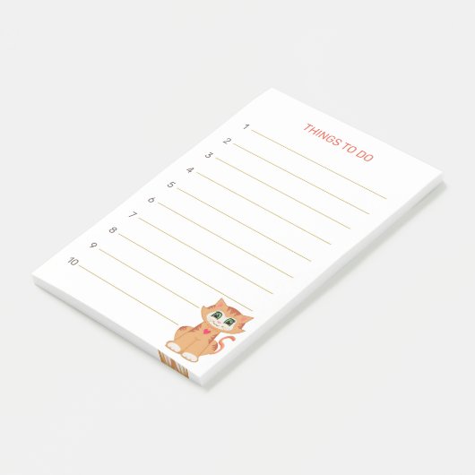 Post-it® Les choses à faire & Tabby Ginger Kitty Chat (Incliné)