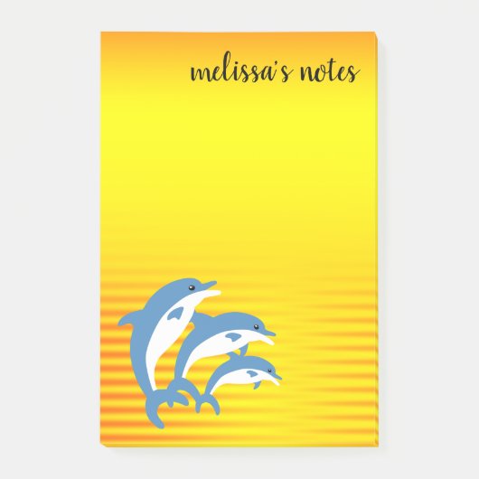 Post-it® Les dauphins bleus dansent sous le soleil tropical (Devant)