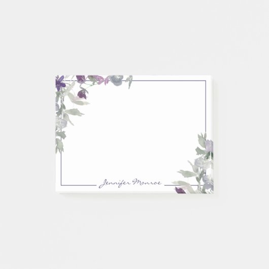 Post-it® Les fleurs d'aquarelle bordeaux et violets personn (Devant)