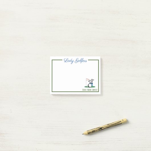 Post-it® Les Golfeurs Lady Ont Plus De Notes De Conduite Po (Sur un bureau)
