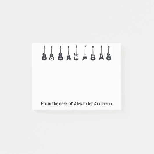 Post-it® Les guitares noires et blanches personnalisent les (Devant)