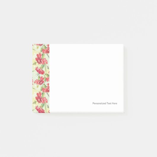 Post-it® Les oeillets rouges en vert avec des papillons (Devant)