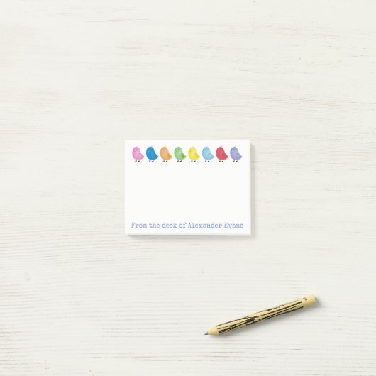 Post-it® Les poussins d'arc-en-ciel personnalisent (Sur un bureau)