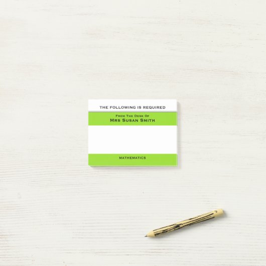 Post-it® Les professeurs que la classe note le vert | (Sur un bureau)