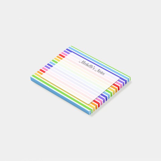 Post-it® Les rayures d'arc-en-ciel ont personnalisé 4 x 3 (Incliné)