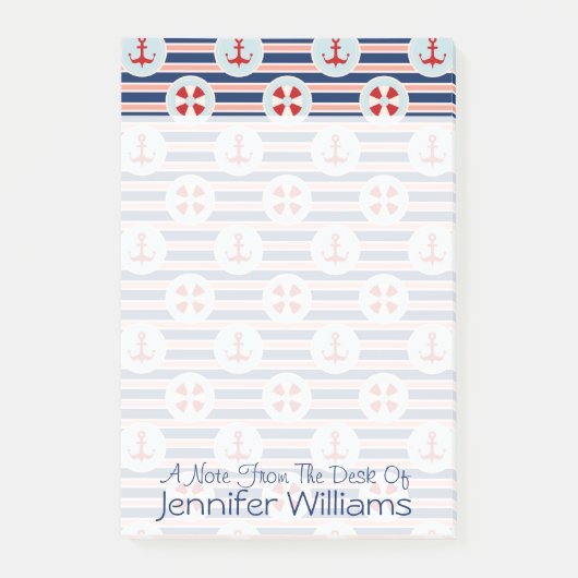 Post-it® Les rayures et le motif de points nautiques | (Devant)