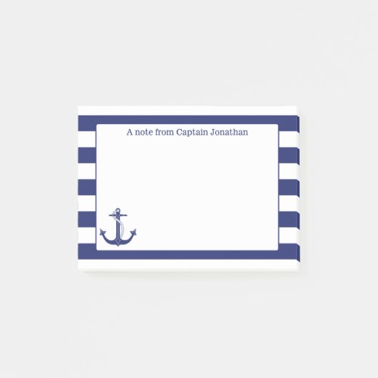Post-it® Les rayures nautiques de marine d'Ancre ont (Devant)