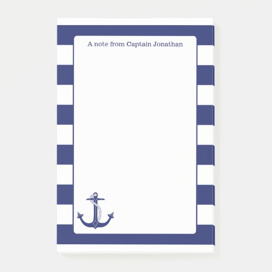 Post-it® Les rayures nautiques de marine d'Ancre ont (Devant)