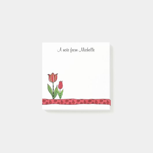 Post-it® Les tulipes rouges ont personnalisé 3 x 3 (Devant)