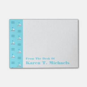 Post-it® Les voiliers sur le motif bleu   de mer ajoutent