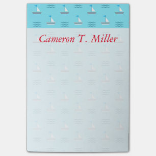 Post-it® Les voiliers sur le motif bleu   de mer ajoutent
