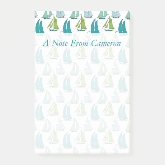 Post-it® Les voiliers sur le motif | de l'eau ajoutent (Devant)