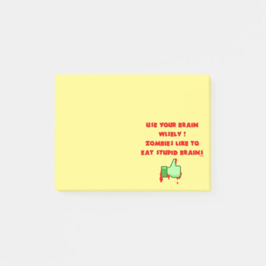 Post-it® Les zombis aiment les cerveaux stupides (Devant)