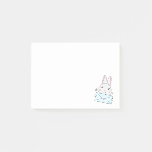 Post-it® Lettre d'amour mignonne et belle lapin tenant (Devant)
