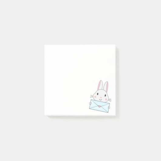 Post-it® Lettre d'amour mignonne et belle lapin tenant (Devant)