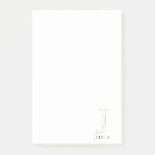 Post-it® Lettre d'or moderne J Monogramme Personnalisé