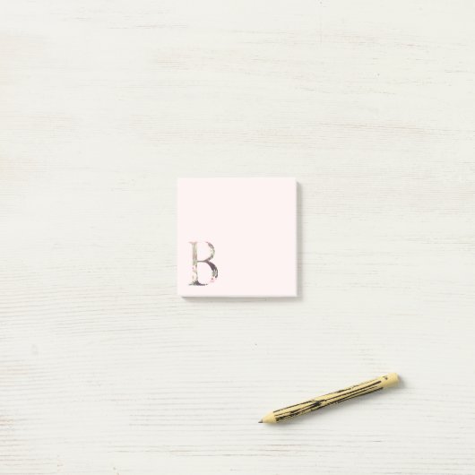 Post-it® Lettre florale "B" Monogramme Post-It Notes (Sur un bureau)