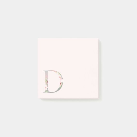 Post-it® Lettre florale "D" Monogramme Post-It Notes (Devant)