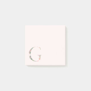 Post-it® LETTRE Florale "G" Notes du monogramme
