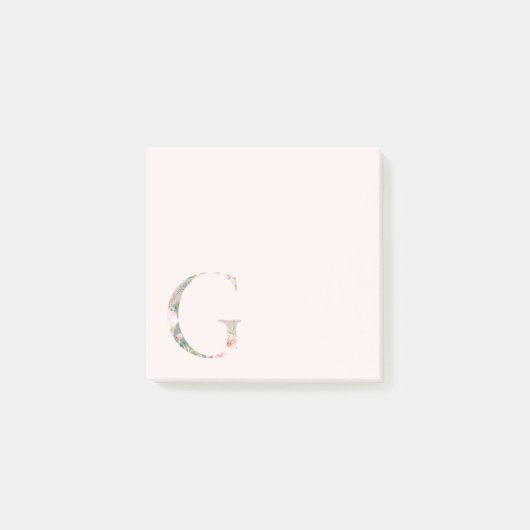 Post-it® LETTRE Florale "G" Notes du monogramme (Devant)