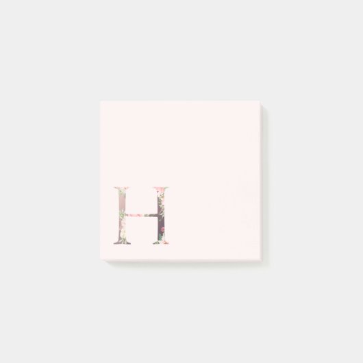 Post-it® LETTRE Florale "H" Notes du monogramme (Devant)