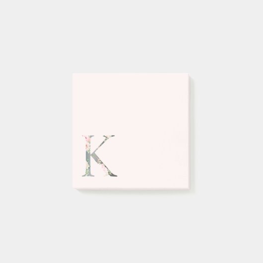 Post-it® LETTRE Florale "K" Notes du monogramme (Devant)