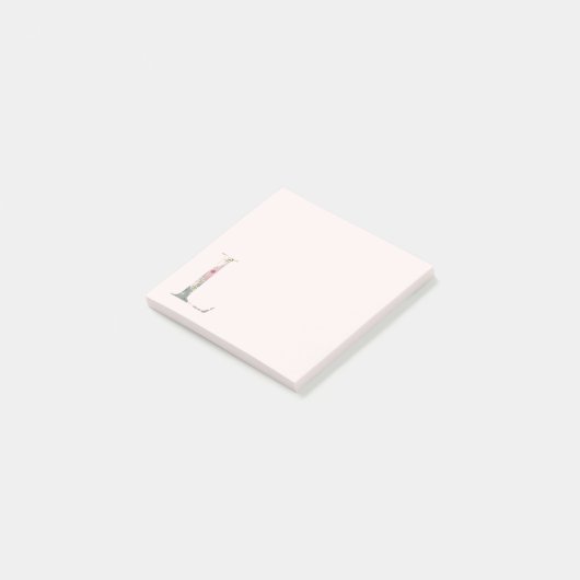 Post-it® LETTRE Florale "L" Notes du monogramme (Incliné)
