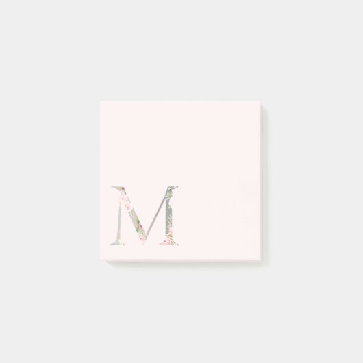 Post-it® LETTRE Florale "M" Notes du monogramme (Devant)