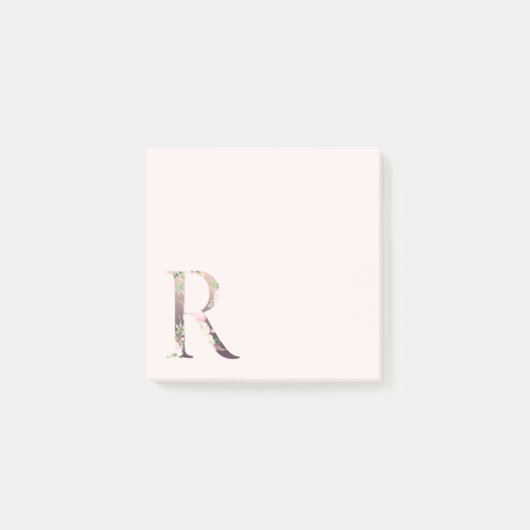 Post-it® LETTRE Florale "R" Notes du monogramme (Devant)
