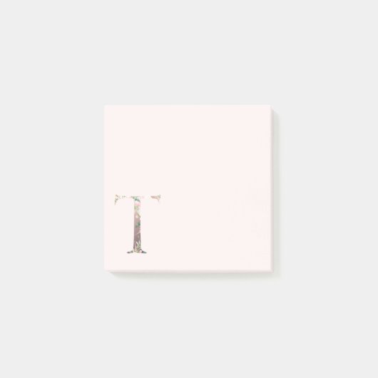 Post-it® LETTRE Florale "T" Notes du monogramme (Devant)
