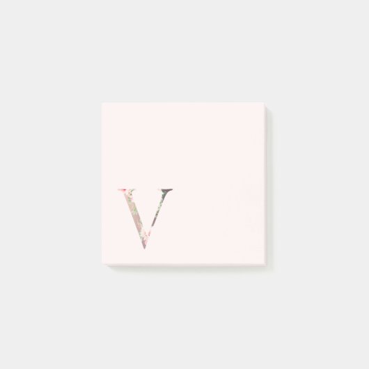 Post-it® LETTRE Florale "V" Notes du monogramme (Devant)