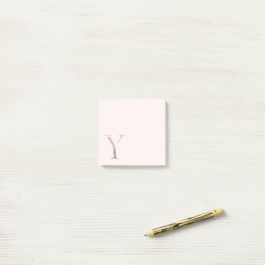 Post-it® LETTRE Florale "Y" Notes du monogramme (Sur un bureau)