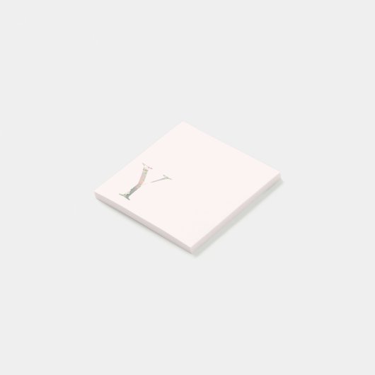 Post-it® LETTRE Florale "Y" Notes du monogramme (Incliné)