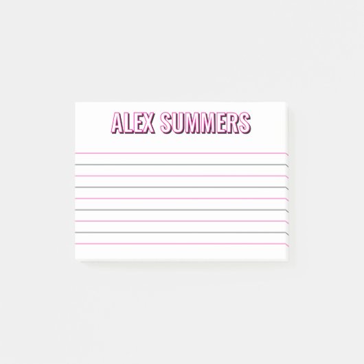 Post-it® Lettres de bloc d'ombre noire rose (Devant)