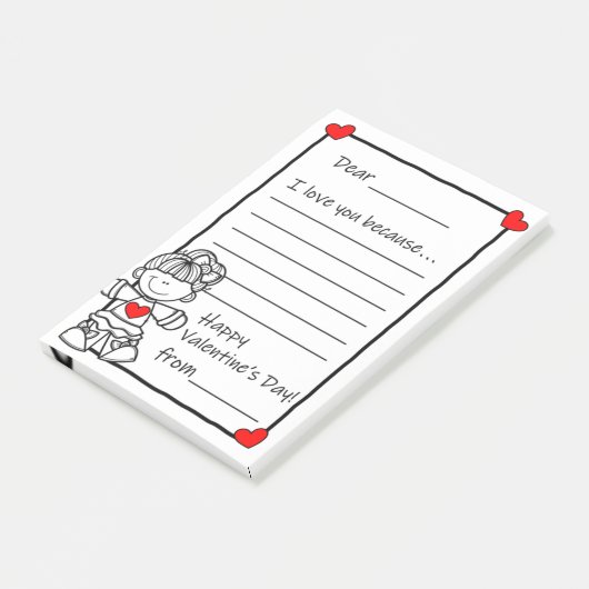 Post-it® Lettres de Saint-Valentin Grand Bloc-notes post-it (Incliné)