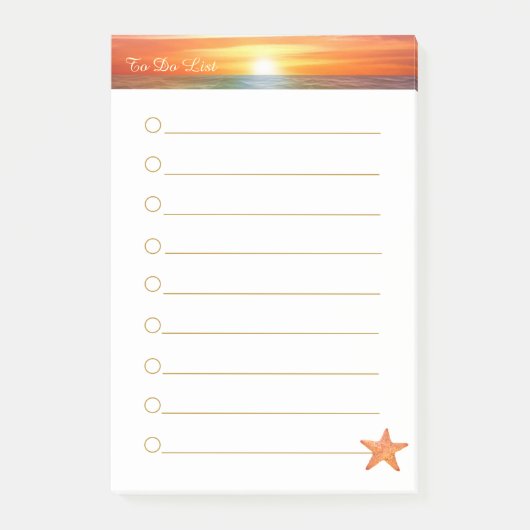 Post-it® Lever de soleil, calligraphie et étoile de mer sur (Devant)