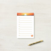 Post-it® Lever du soleil, calligraphie et étoile de mer sur (Sur un bureau)