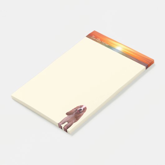 Post-it® Lever du soleil, calligraphie et mignon chiot chie (Incliné)